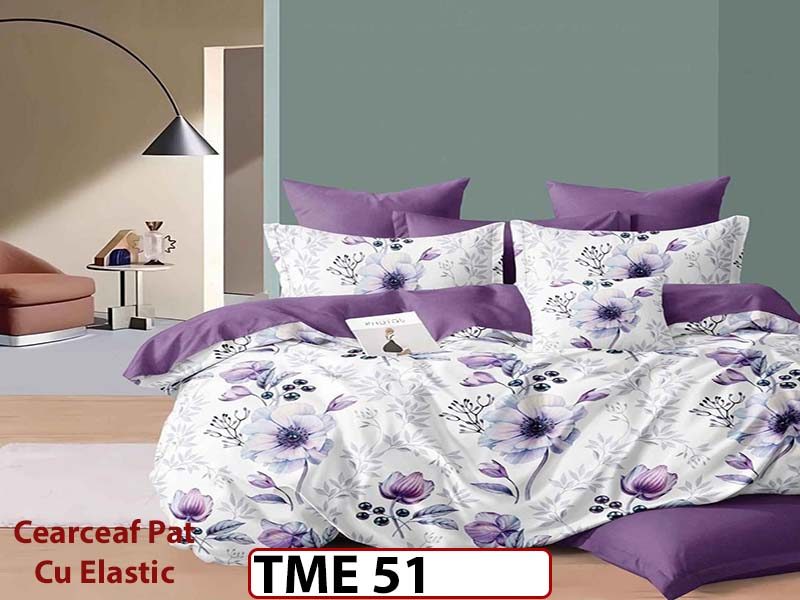 Lenjerie din finet  6 piese si cearceaf cu elastic - TME51