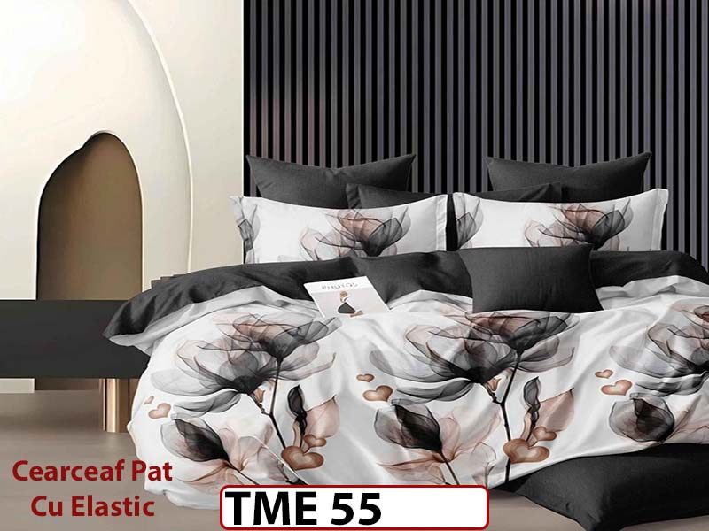 Lenjerie din finet  6 piese si cearceaf cu elastic - TME55