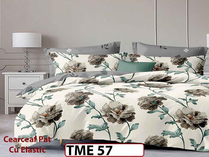 Lenjerie din finet  6 piese si cearceaf cu elastic - TME57