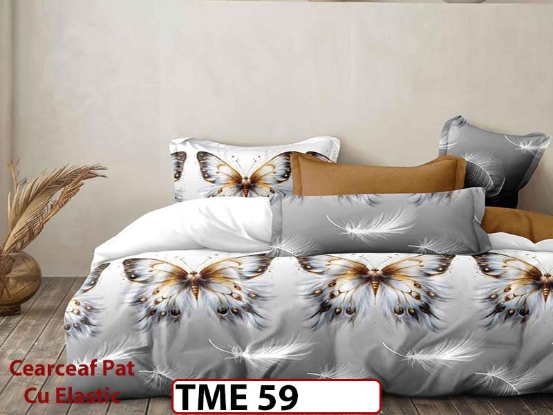 Lenjerie din finet  6 piese si cearceaf cu elastic - TME59