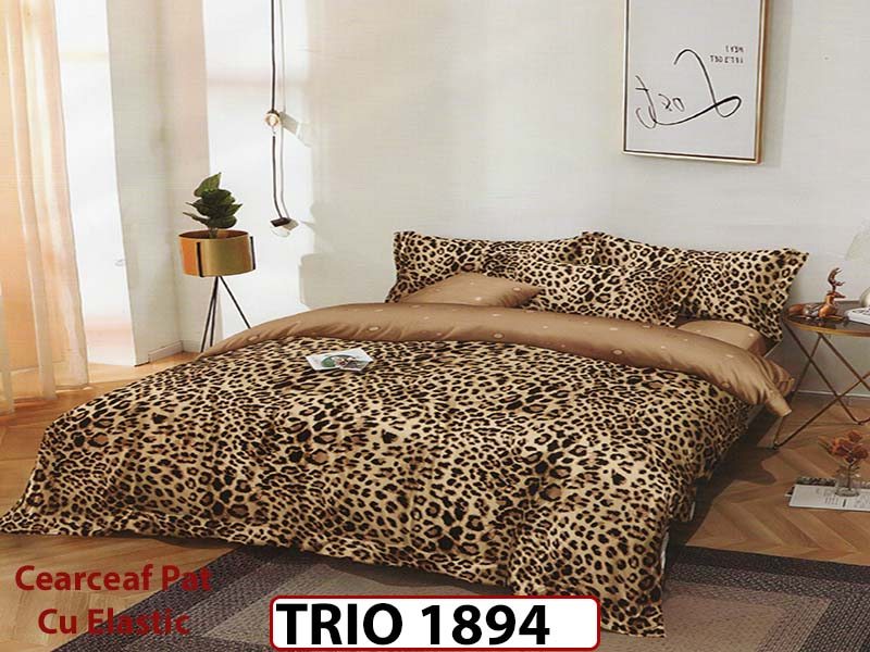 Lenjerie din finet  6 piese cearsaf cu elastic - TRIO18994