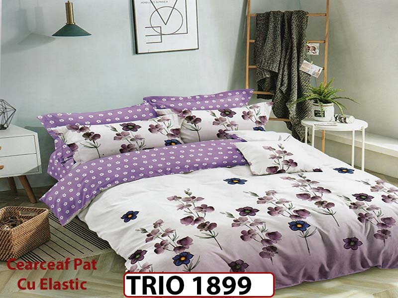 Lenjerie din finet  6 piese cearsaf cu elastic - TRIO1899