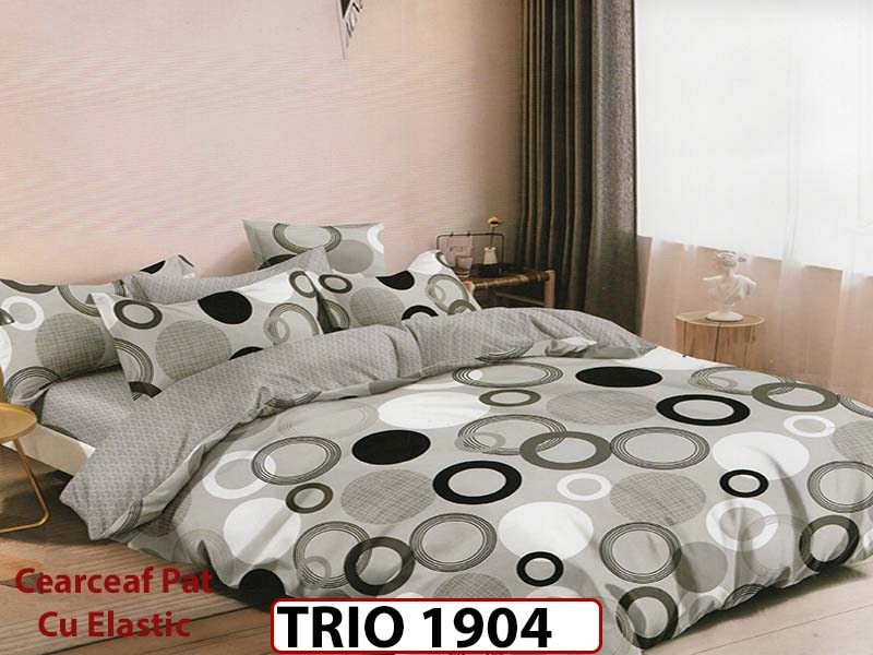 Lenjerie din finet  6 piese cearsaf cu elastic - TRIO1904