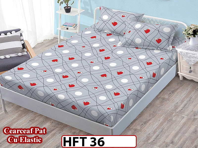 Husa de Pat din Finet + 2 Fete de Perne - Saltea 180x200 - Pat 2 Persoane - HFT36