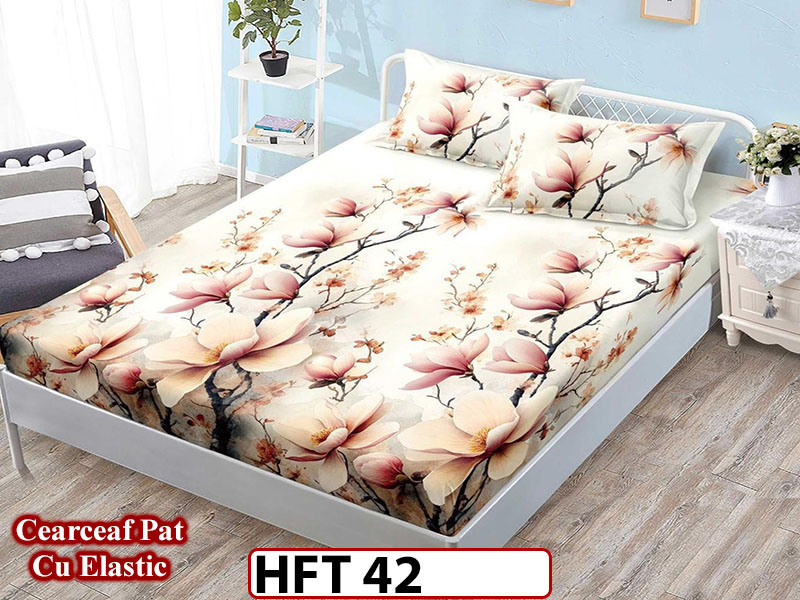 Husa de Pat din Finet + 2 Fete de Perne - Saltea 180x200 - Pat 2 Persoane - HFT42