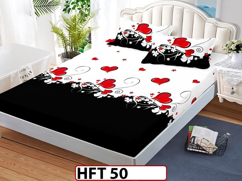 Husa de Pat din Finet + 2 Fete de Perne - Saltea 180x200 - Pat 2 Persoane - HFT50