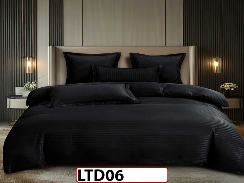 Lenjerie din damasc finet cu 6 piese, cearceaf cu elastic -LTD06