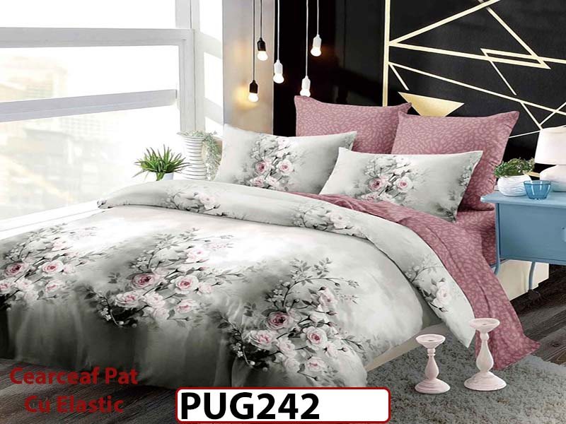 Lenjerie din finet 6 piese si cearceaf cu Elastic - PUG242
