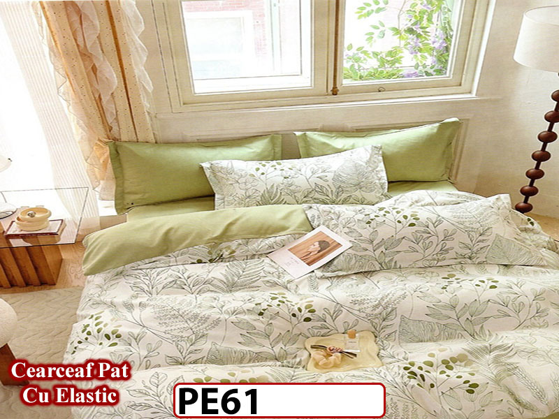 Lenjerie din finet 4 piese 1 Persoana Cearceaf cu Elastec - PE 61