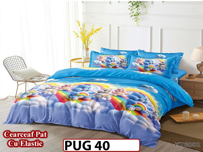 Lenjerie din finet 6 piese si cearceaf cu Elastic - PUG40