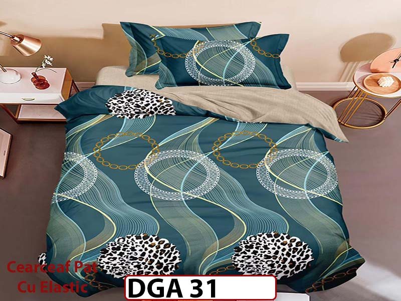 Lenjerie din finet 4 piese 1 Persoana Cearceaf cu Elastec - DGA 31
