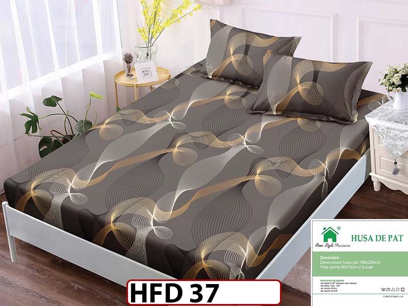 Husa de Pat din Finet + 2 Fete de Perne - Saltea 180x200 - Pat 2 Persoane - HFD37