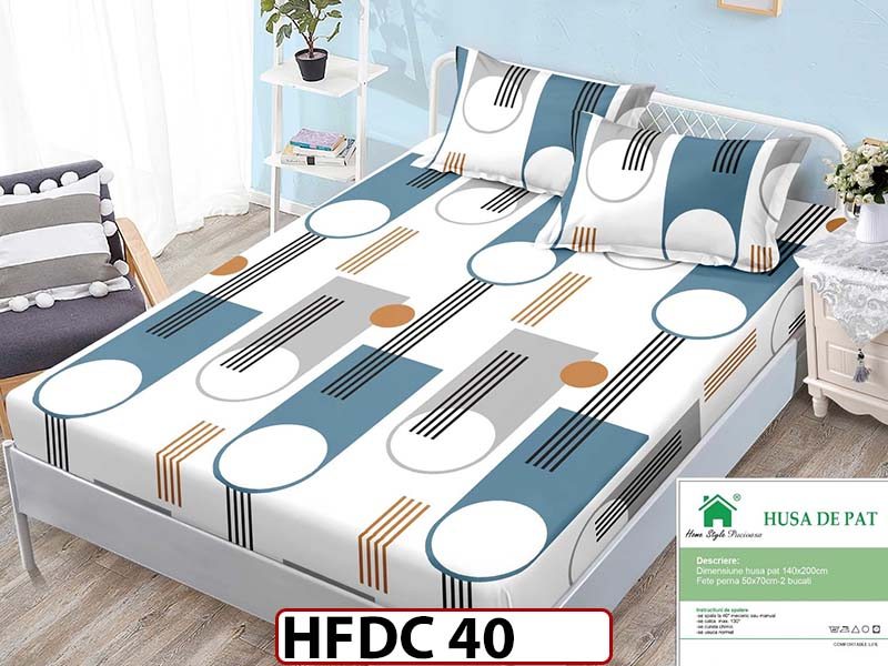 Husa de Pat din Finet + 2 Fete de Perne - Saltea 140x200 - Pat 2 Persoane -HFDC40