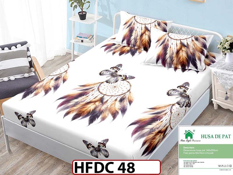 Husa de Pat din Finet + 2 Fete de Perne - Saltea 140x200 - Pat 2 Persoane -HFDC48