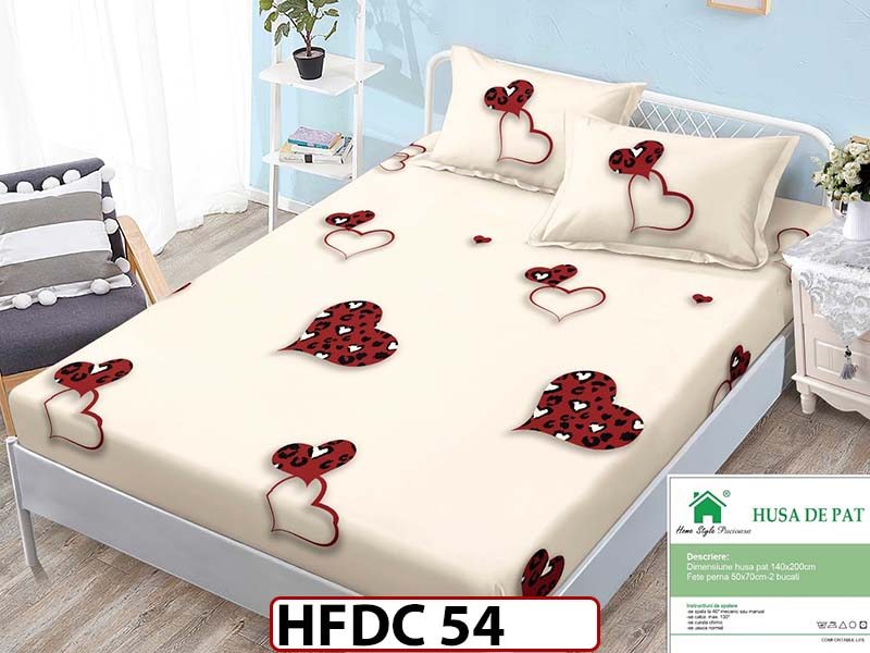 Husa de Pat din Finet + 2 Fete de Perne - Saltea 140x200 - Pat 2 Persoane -HFDC54