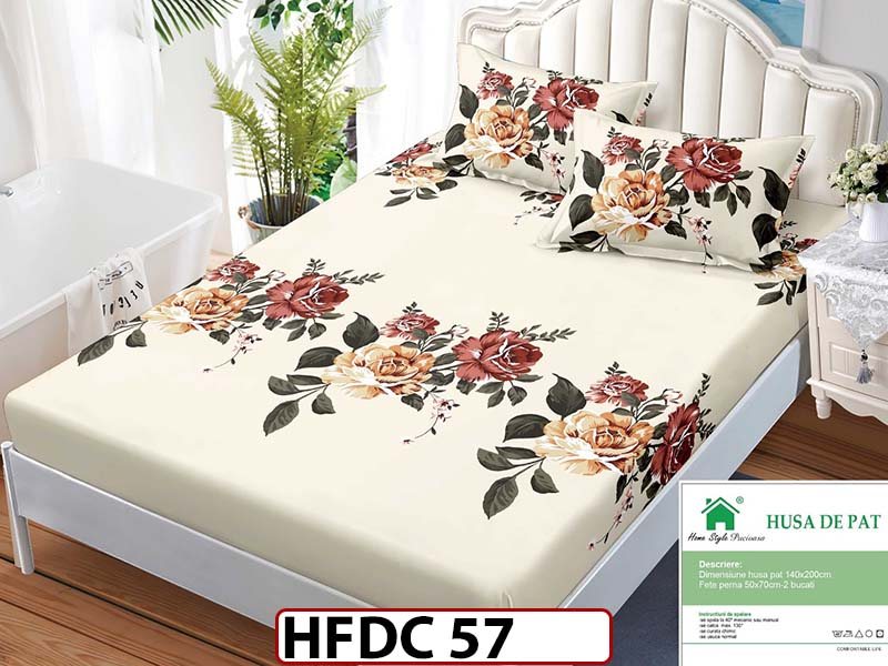 Husa de Pat din Finet + 2 Fete de Perne - Saltea 140x200 - Pat 2 Persoane -HFDC57