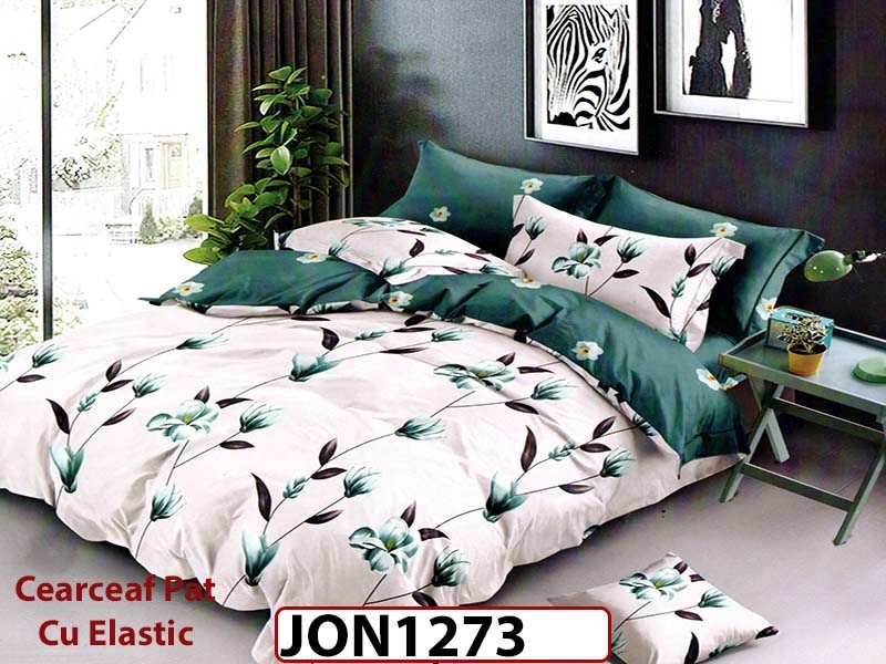 Lenjerie din finet  6 piese cearceaf cu elastic - JON1273