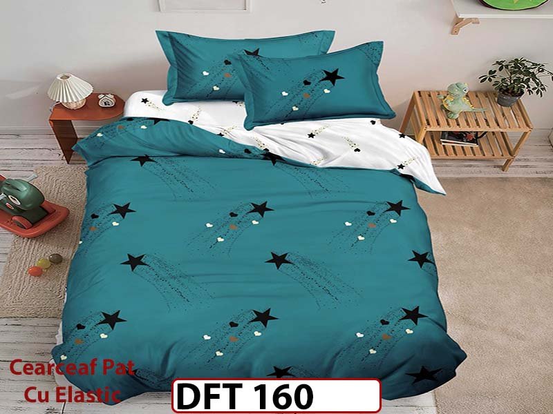 Lenjerie din finet 4 piese 1 Persoana Cearceaf cu Elastec - DFT160