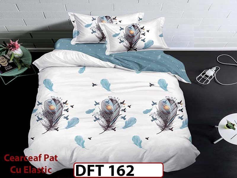 Lenjerie din finet 4 piese 1 Persoana Cearceaf cu Elastec - DFT162