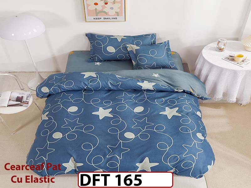 Lenjerie din finet 4 piese 1 Persoana Cearceaf cu Elastec - DFT165
