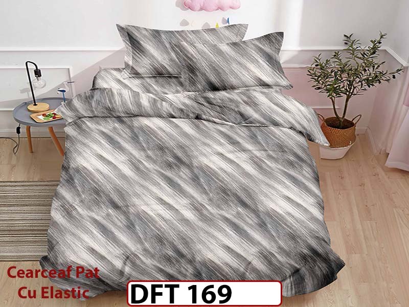 Lenjerie din finet 4 piese 1 Persoana Cearceaf cu Elastec - DFT169