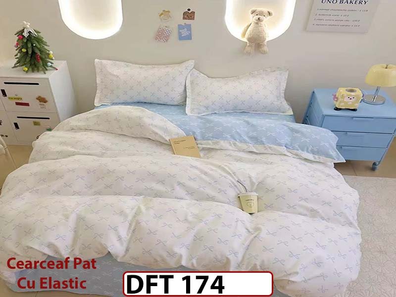 Lenjerie din finet 4 piese 1 Persoana Cearceaf cu Elastec - DFT174