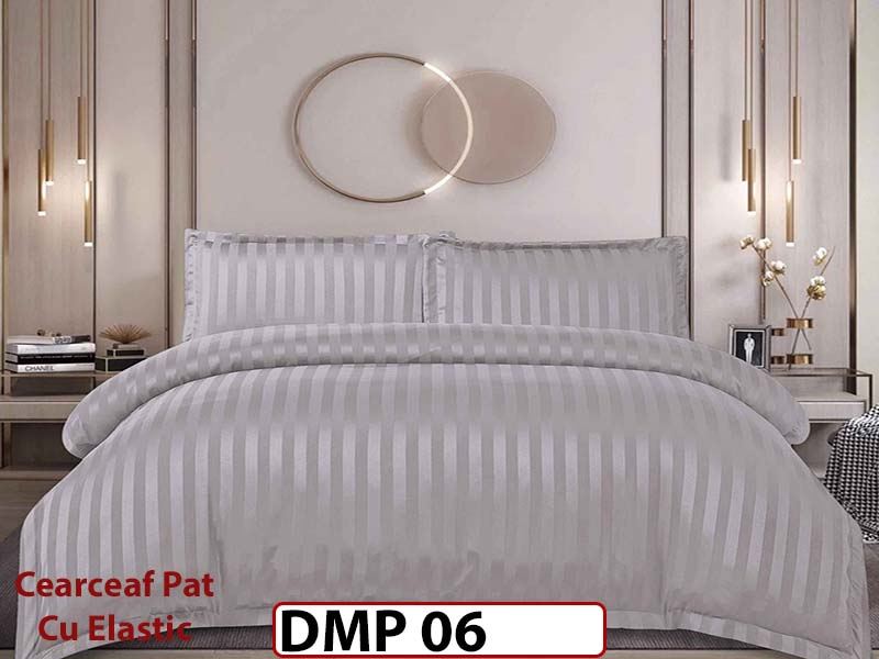 Lenjerie din damasc finet cu 4 piese, cearceaf cu elastic - DMP 06