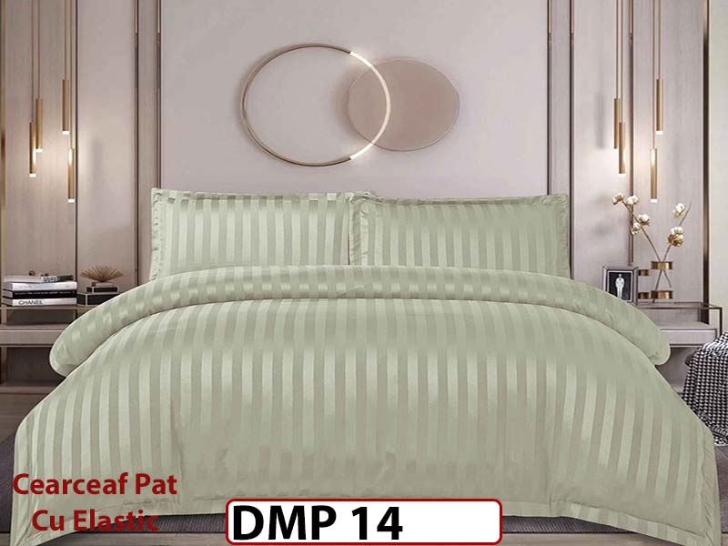 Lenjerie din damasc finet cu 4 piese, cearceaf cu elastic - DMP 14