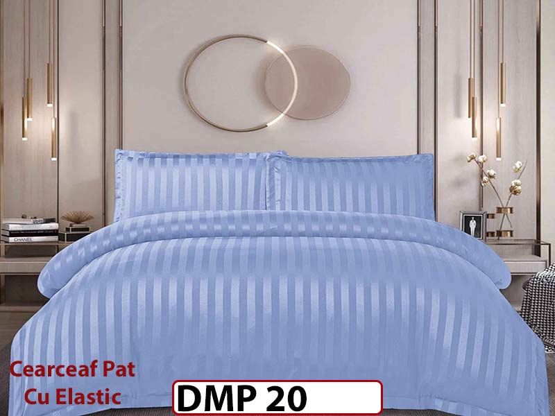 Lenjerie din damasc finet cu 4 piese, cearceaf cu elastic - DMP 20
