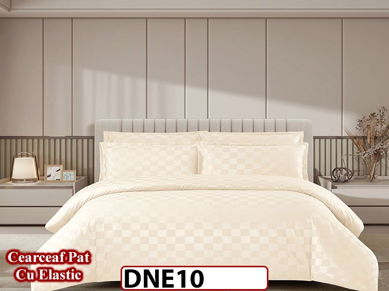 Lenjerie din damasc finet cu 4 piese, cearceaf cu elastic - DNE 10