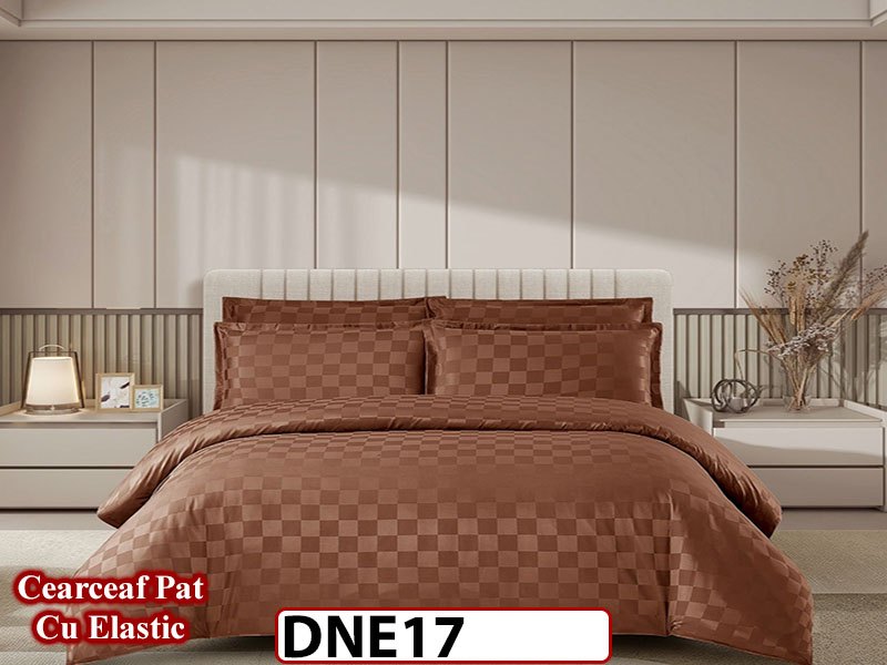 Lenjerie din damasc finet cu 4 piese, cearceaf cu elastic - DNE 17