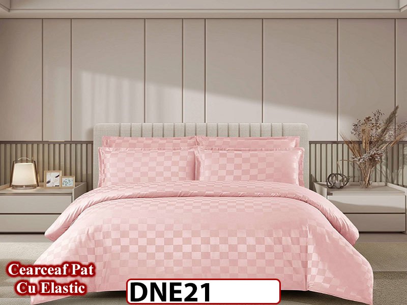 Lenjerie din damasc finet cu 4 piese, cearceaf cu elastic - DNE 21