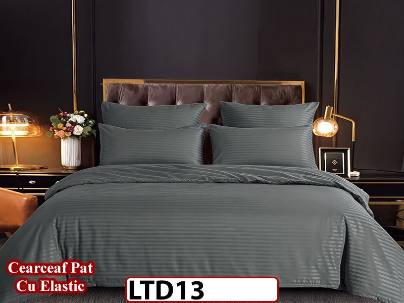 Lenjerie din damasc finet cu 6 piese, cearceaf cu elastic - LTD13
