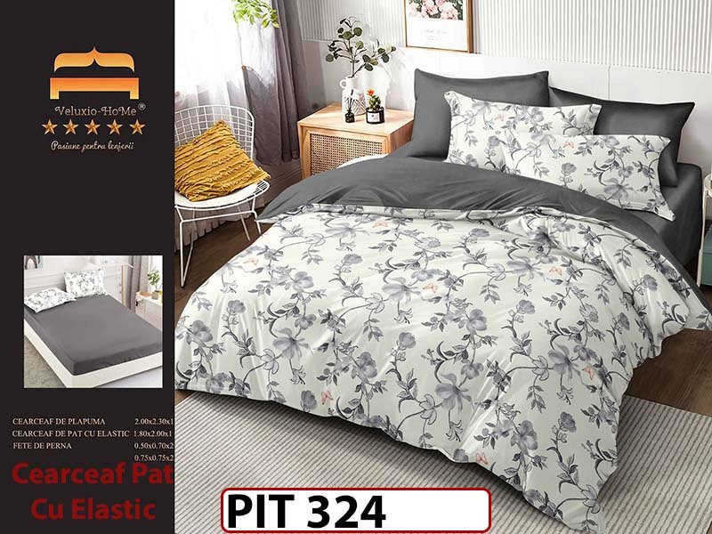 Lenjerie din finet  6 piese si cearceaf cu elastic - PIT324