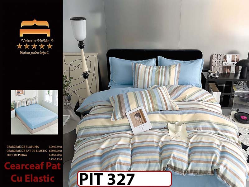 Lenjerie din finet  6 piese si cearceaf cu elastic - PIT327