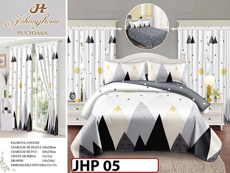 Lenjerie din finet 1 Persoana 6 piese cu Draperii - JHP05