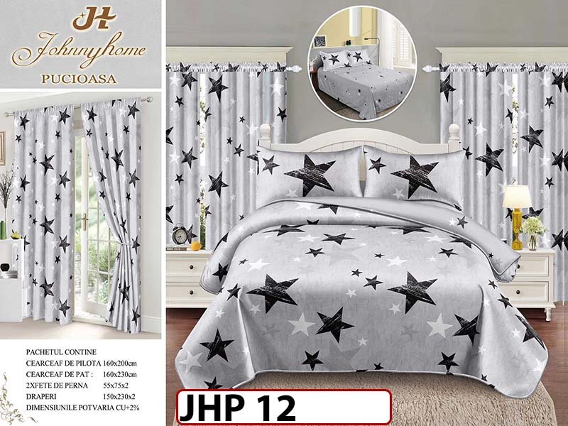 Lenjerie din finet 1 Persoana 6 piese cu Draperii - JHP12