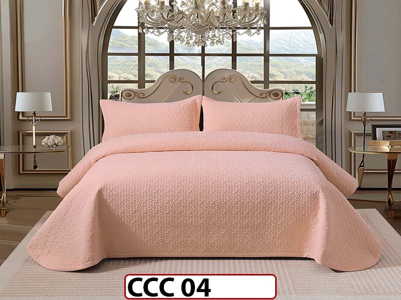 Cuvertura pat dublu, 3 piese, Catifea Luxury Matlasata, CCC04