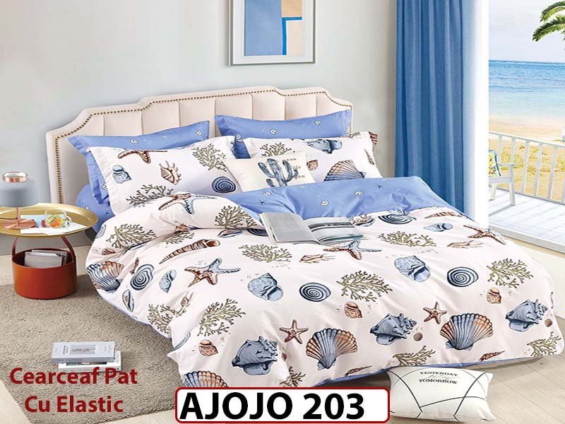 Lenjerie din finet 6 piese si cearceaf cu Elastic - AJOJO203