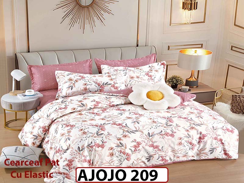 Lenjerie din finet 6 piese si cearceaf cu Elastic - AJOJO209