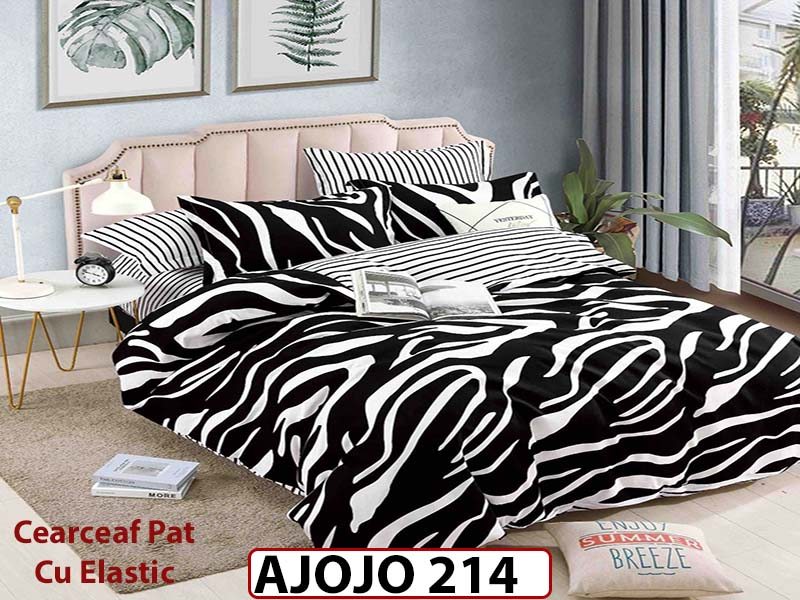 Lenjerie din finet 6 piese si cearceaf cu Elastic - AJOJO214