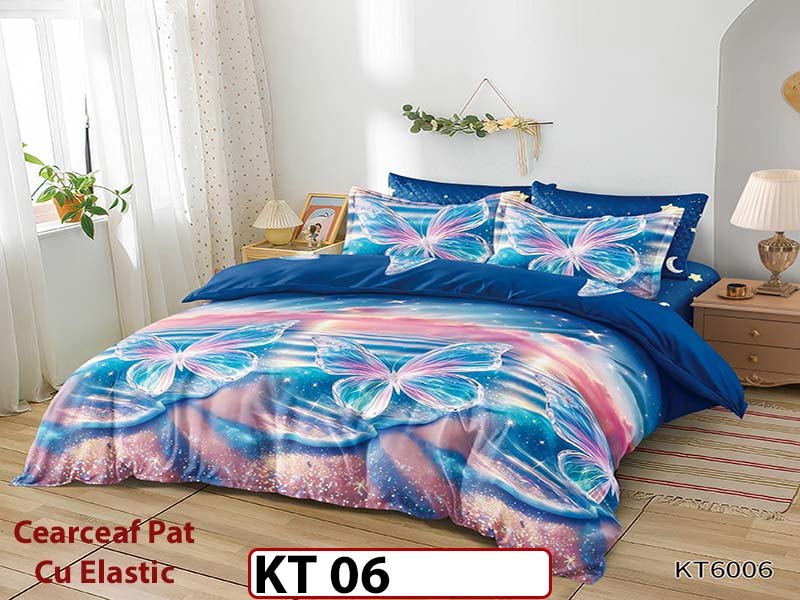 Lenjerie din finet 6 piese si cearceaf cu Elastic - KT06