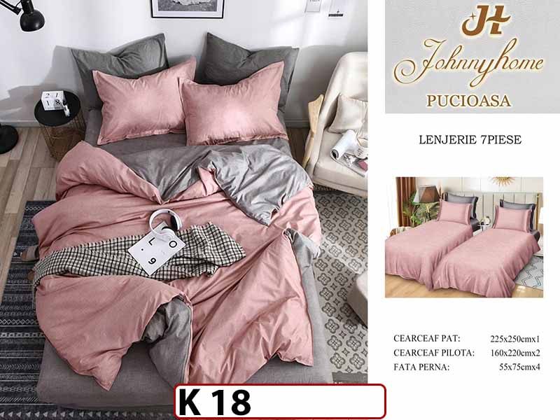 Lenjerie din bumbac Satinat 7 piese cu Doua Pilote - K18