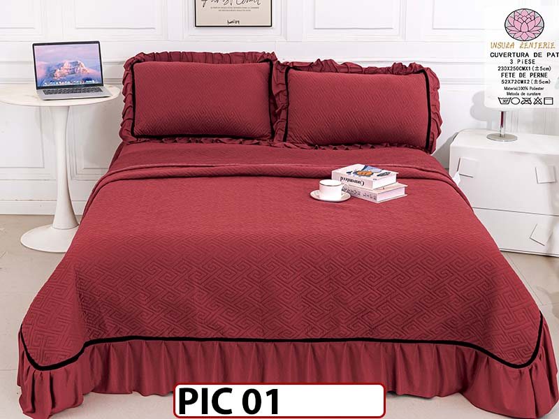 Cuvertura cu 3 piese din Catifea - PIC 01