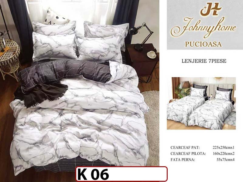 Lenjerie din bumbac Satinat 7 piese cu Doua Pilote - K06