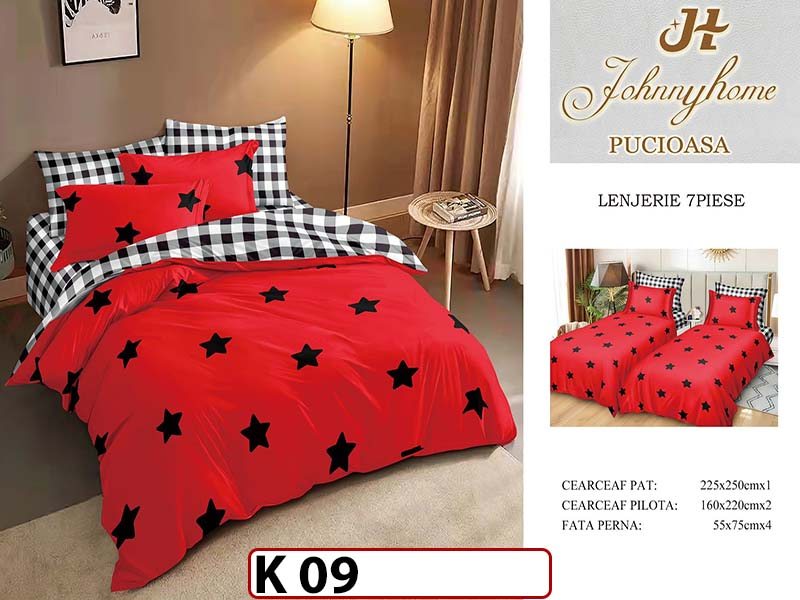 Lenjerie din bumbac Satinat 7 piese cu Doua Pilote - K09