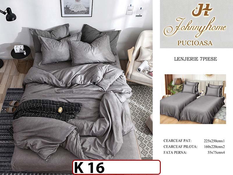 Lenjerie din bumbac Satinat 7 piese cu Doua Pilote - K16
