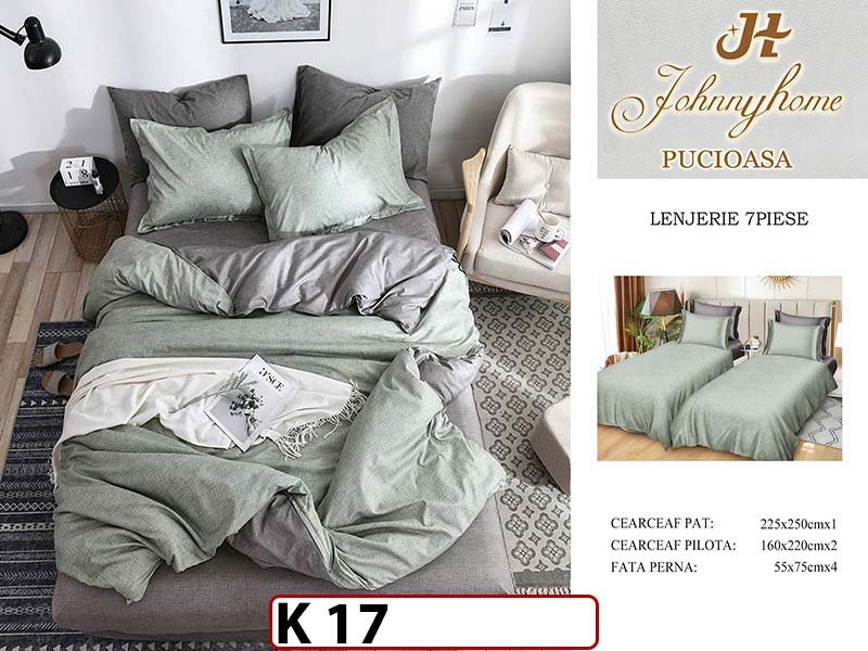Lenjerie din bumbac Satinat 7 piese cu Doua Pilote - K17
