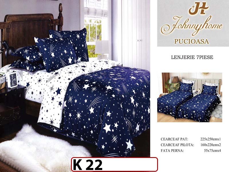 Lenjerie din bumbac Satinat 7 piese cu Doua Pilote - K22