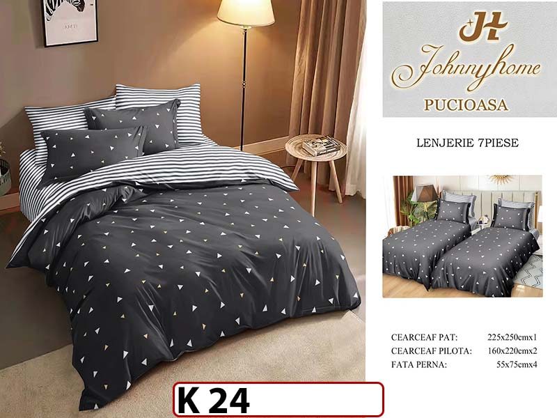 Lenjerie din bumbac Satinat 7 piese cu Doua Pilote - K24